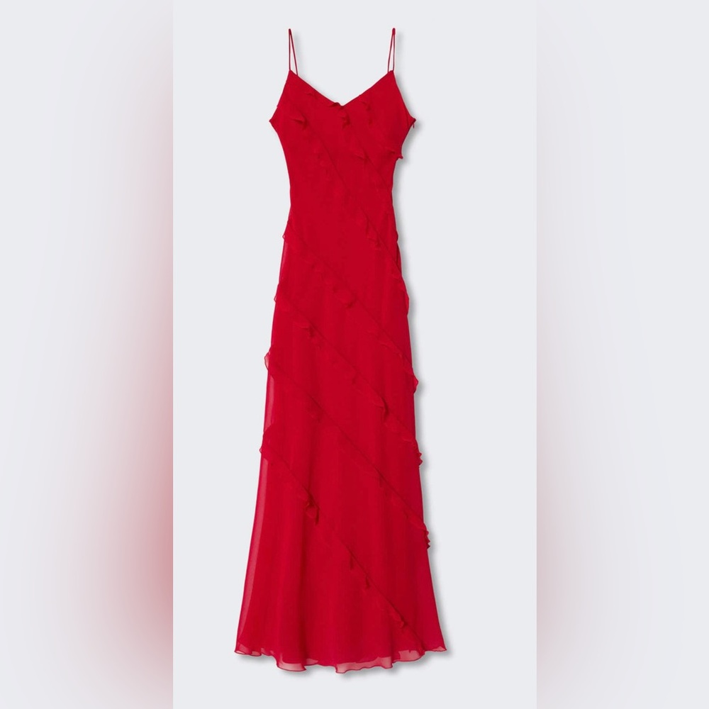 Mango Chiffon Ruffle Dress
